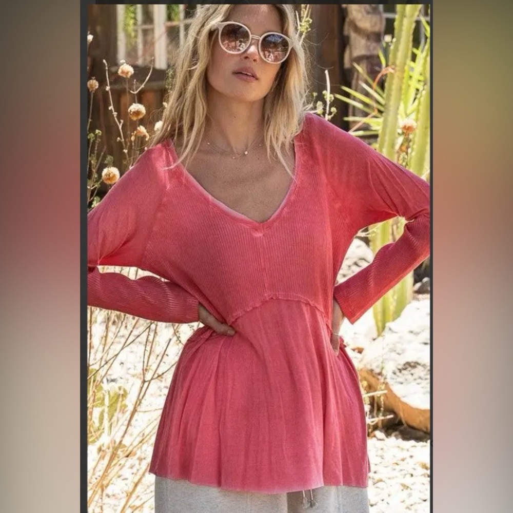 #94 Coral baby-doll top